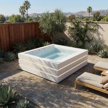 Casa Blui Whirlpool Opus SS – im Garten auf einer Steinterrasse