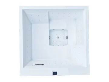 Paolo Ferralli Fantasia Outdoor-Whirlpool von oben: Sitzaufteilung und Düsenanordnung, Maße 230 x 230 x 95 cm
